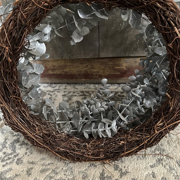 Grapevine Wreath With Silver Metallic Sparkly Eucalyptus - Picture 2 of 3